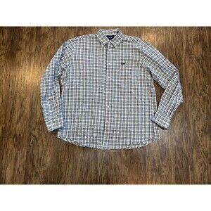 Faconnable Button Up Dress Shirt Men’s XL Blue Grey Plaid